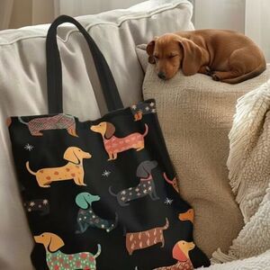 Dachshund Canvas Tote, Stylish Reusable Grocery Bags, Shopping Bags, Doggy Stuff